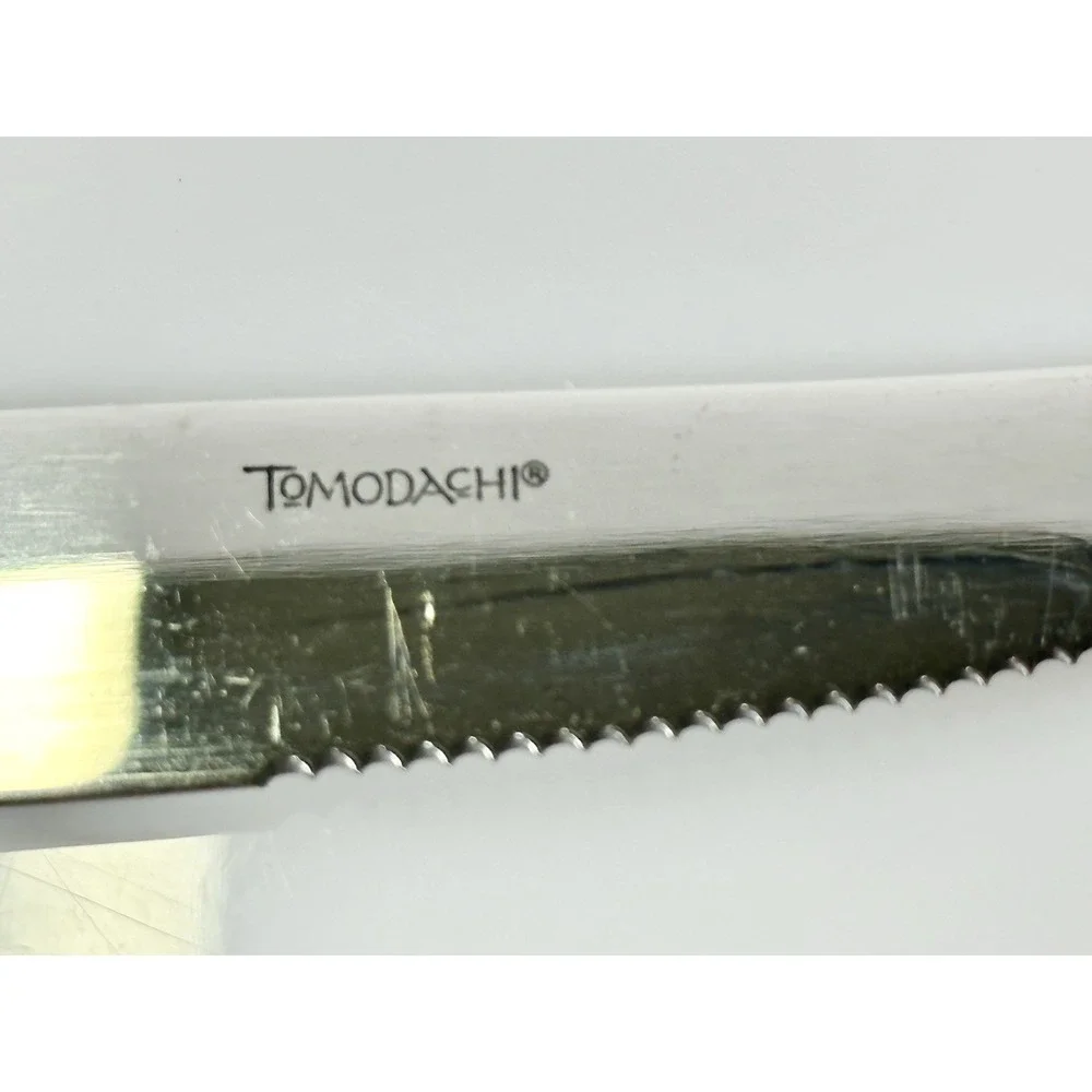 Tomodachi HAMMERED Hampton‎ Forge Gloss Stainless Flatware Steam Knife Serrated